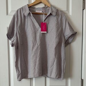 Isaac Mizrahi Light Gray Linen Shirt